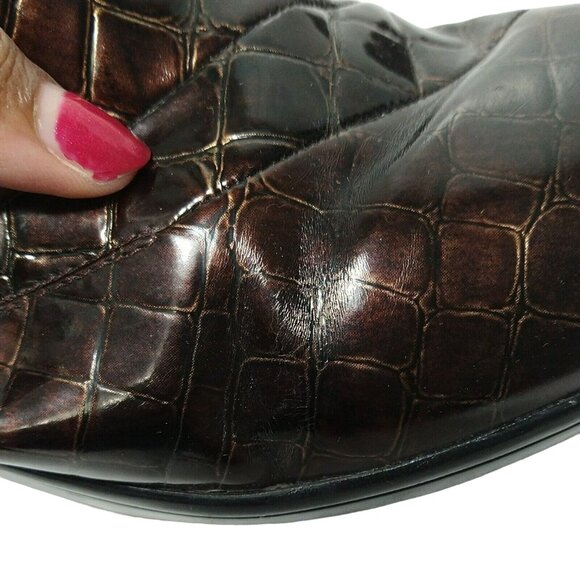 Clarks Bendables Brown Croc Print Slip-on Shoes Women Size 9.5 M Faux Leather - Picture 4 of 11